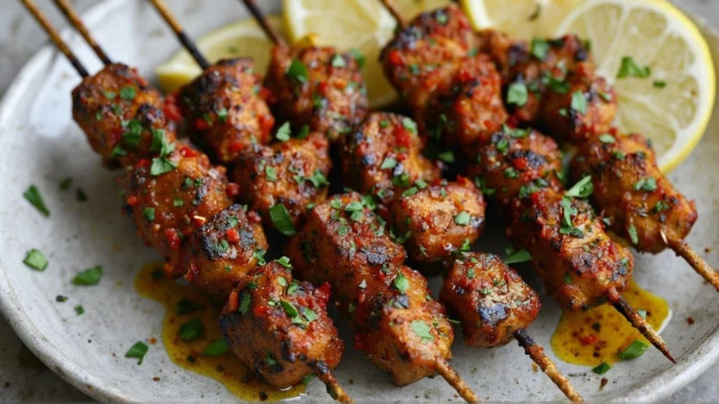 Juicy Moorish skewers seasoned with aromatic spices and grilled to perfection.