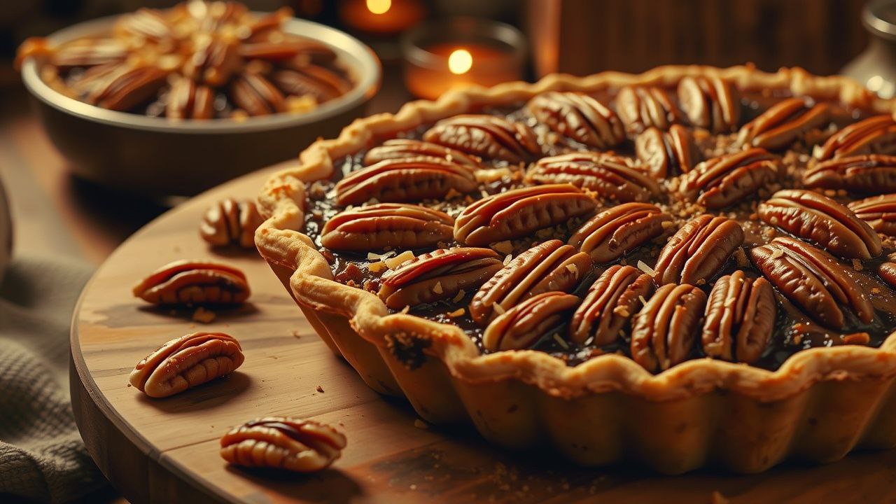 Homemade Pecan Pie Slice with Whipped Cream