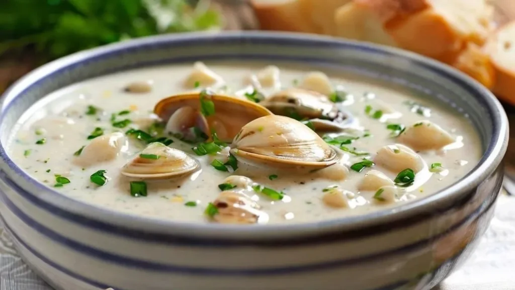 Best clam chowder with creamy broth, tender clams, and fresh herbs