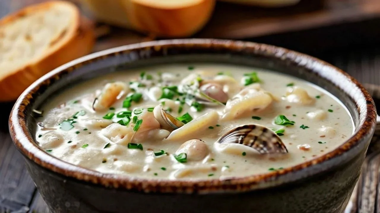 Best clam chowder with creamy broth, tender clams, and fresh herbs