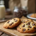 Warm, chewy chocolate chip cookies fresh from the oven with gooey melted chocolate chips.