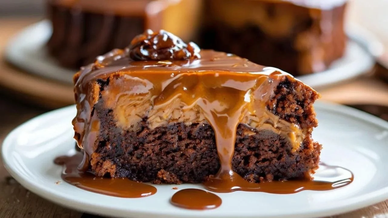 Sticky toffee pudding cake with rich caramel sauce and moist sponge