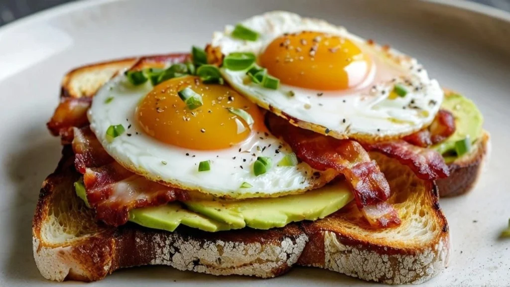 Toast with Bacon, Avocado, and Egg Recipe