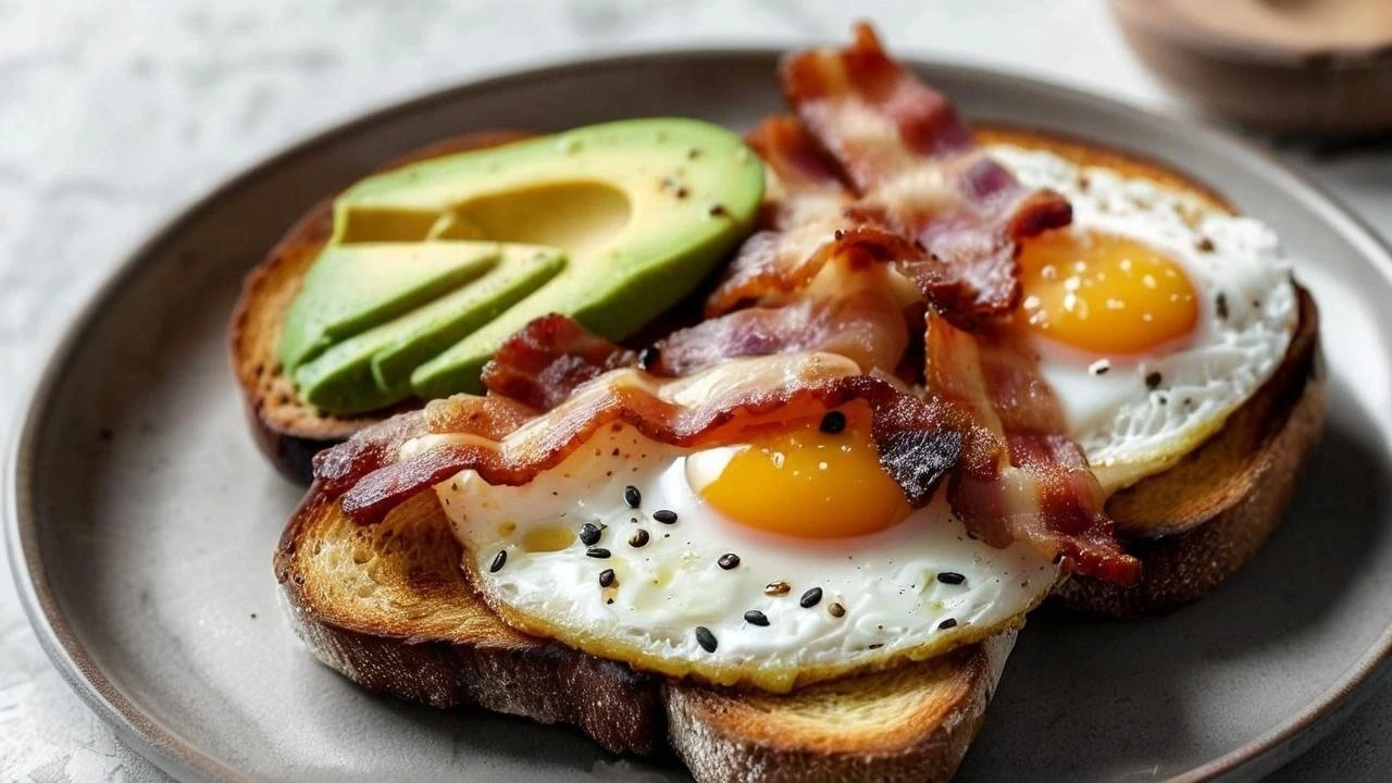 Toast with Bacon, Avocado, and Egg Recipe