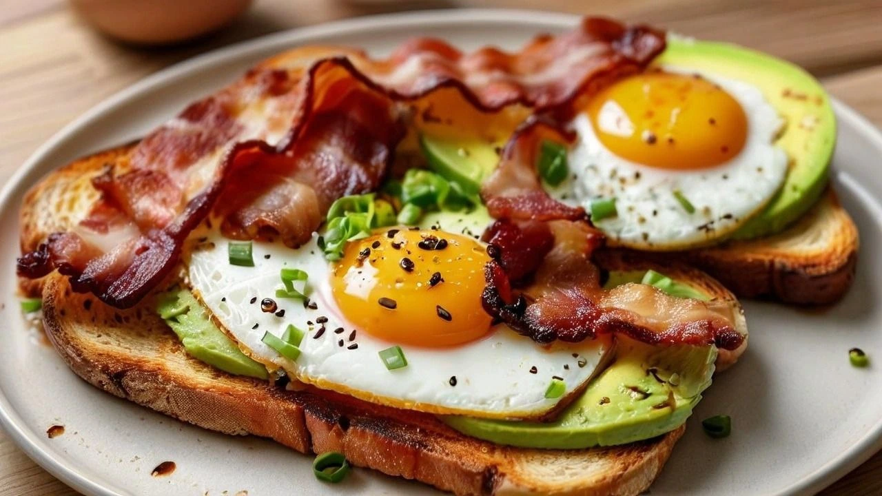 Toast with Bacon, Avocado, and Egg Recipe