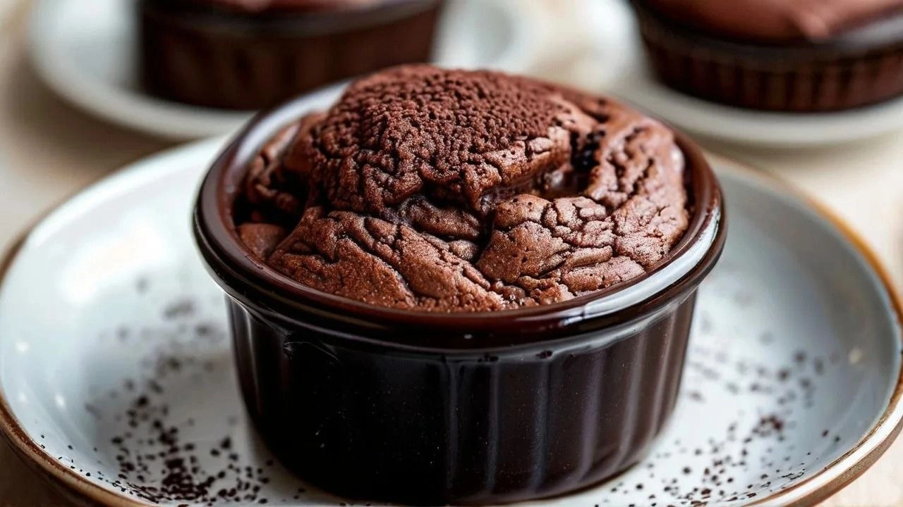 Chocolate souffle with a rich, airy texture and a molten center.