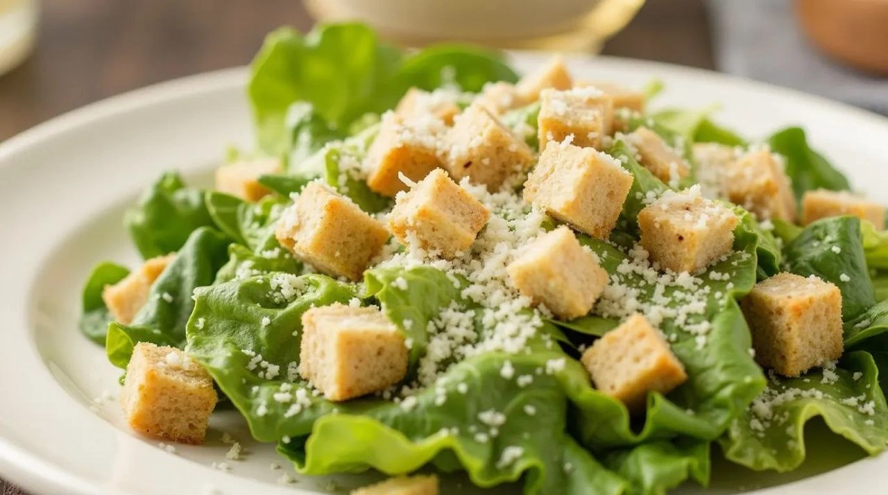 Classic Caesar salad recipe with crisp romaine, creamy dressing, and crunchy croutons